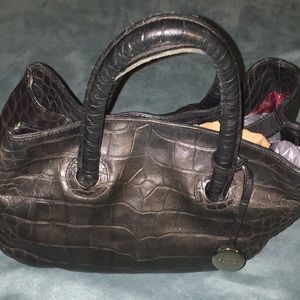 Furla hand held bag black leather